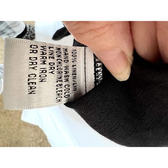 Talbots womens size 14 top black 100% Irish linen button-up - Picture 7 of 8